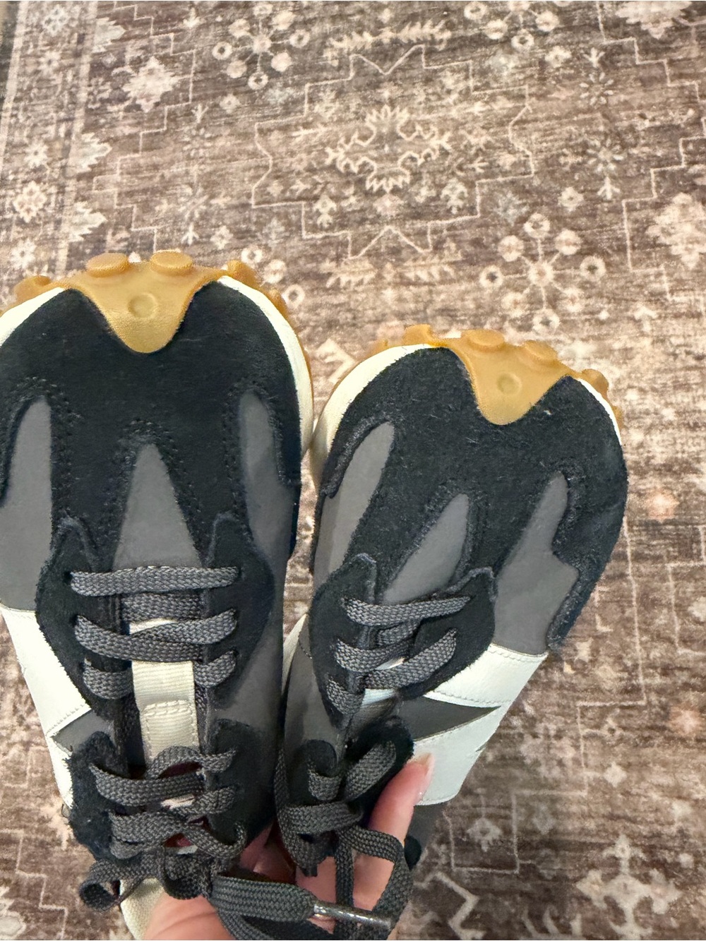 New Balance Black White and Gum Retro Runner Sneakers - Picture 7 of 14